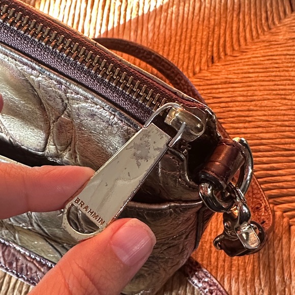 Brahmin mini duxbury multi  crescendo Crocodile Embossed Brown Bag - Picture 8 of 14